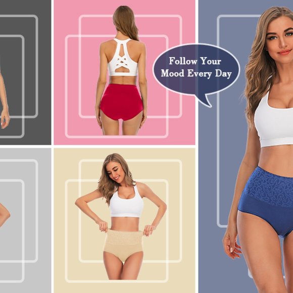 BrandNew Women High Waist Cotton Briefs Underwear Tummy Control Panties (5 Pack) - Picture 2 of 4